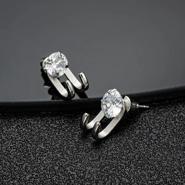 CZ Cubic Zirconia Stud Earrings for Men Women Streetwear Unisex Hip Hop Style - Image 2