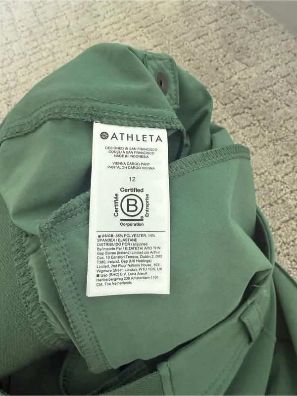 Athleta Vienna Cargo Pants Women 12 Vineyard Green Utility Hiking Travel Stretch - Image 11