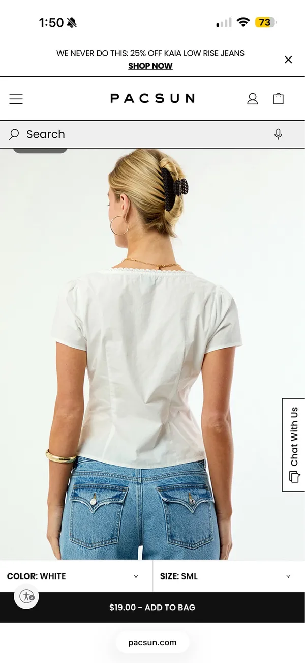 White Button-Up PacSun Top - Image 2