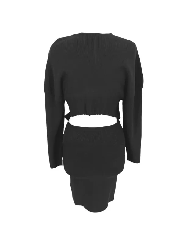 7 For All Mankind Split Back Dress Knit Mid Length Dress Black Size XS NWOT - Image 3