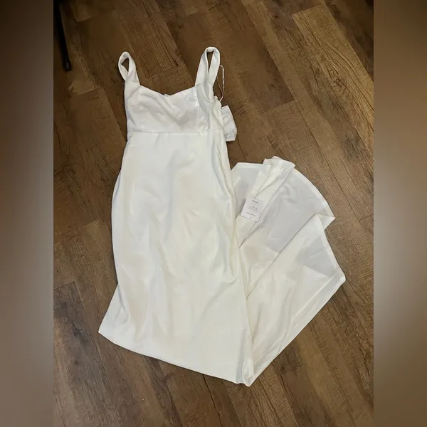 Lulus Romantic Glow White Backless Pearl Bow Maxi Dress - Image 5