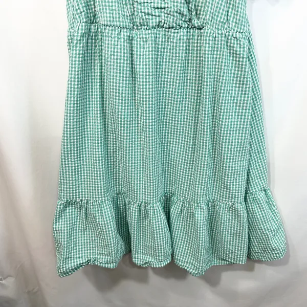 Draper James XXL Dress‎ Green Gingham Surplice Cotton Puff Sleeve Tiered 1827 - Image 6