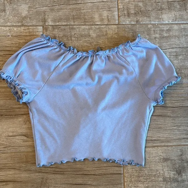 Sky & Sparrow purple tie top carnigan top with ruffles - Image 3