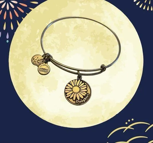 ALEX AND ANI Silver Daughter Charm Adjustable Bangle Bracelet - Image 2