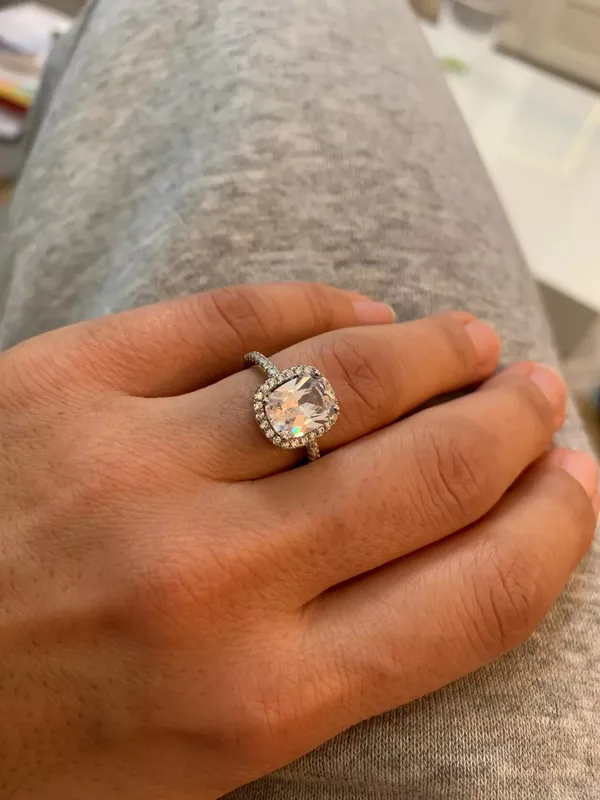Real Silver 2Ct 1.5 cushion square engagement wedding 925 silver ring - Image 5