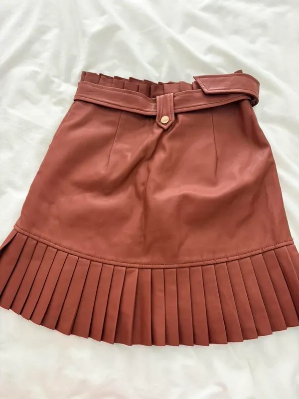 ZARA Pleated Skirt Mini Faux Leather - Image 3