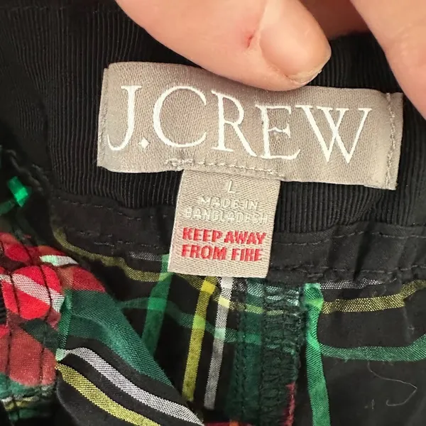 J. Crew Womens Lounge Pants PJ Pajama Large 100% Cotton Tartan Plaid Black Red‎ - Image 5