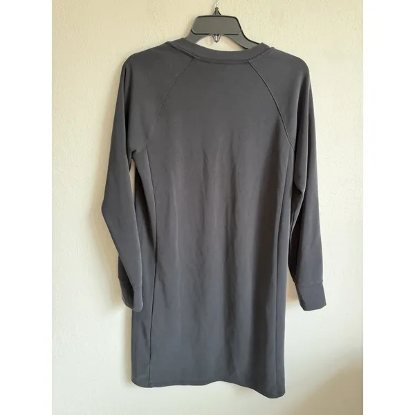 Athleta Black V-Neck Knee Length Shift Shirt Dress Womens S Modest Minimalist - Image 7