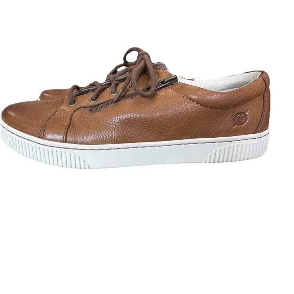 Born Tamara Women's 9.5 Brown Leather Sneakers Side Zip Comfort Casual Shoes - Image 2