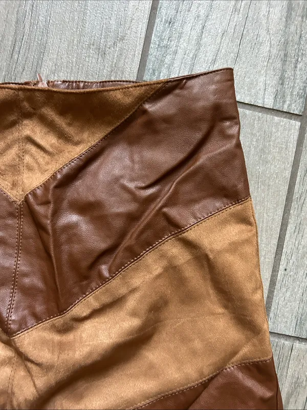 Forever 21 Brown Two-Tone Patchwork Mini Skirt - Image 3