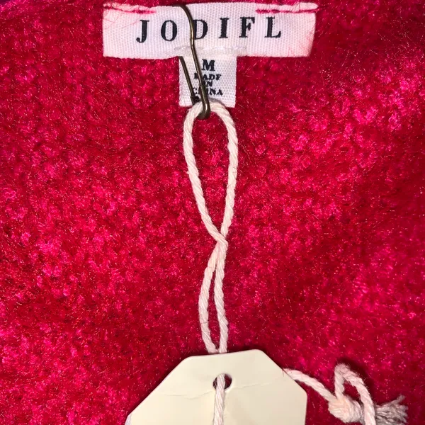hot pink argyle design cardigan size M NWT - Image 3