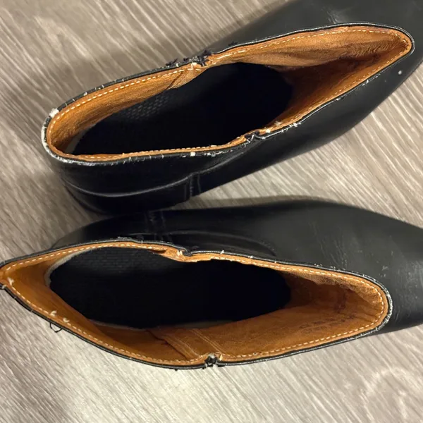 VTG Y2K Justin Black Leather Roper Western Cowboy Boots Square Toe 5.5 Wide Boho - Image 7