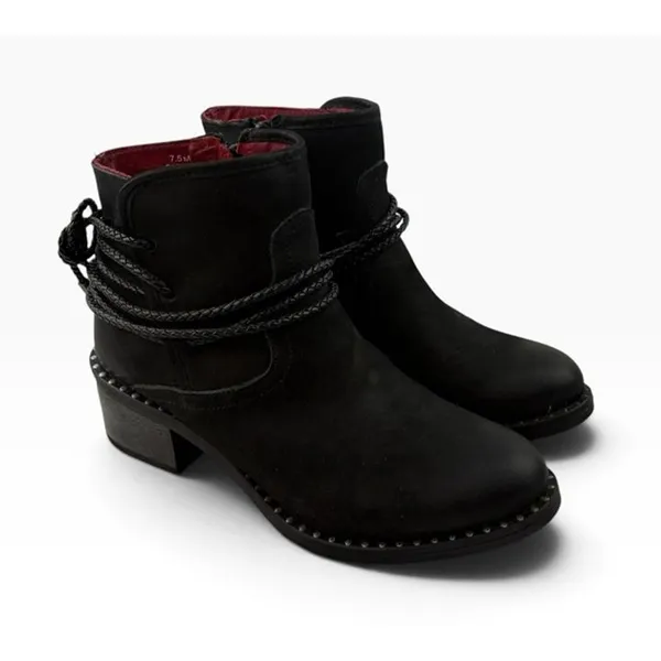 *Ferrini Footwear Ankle Booties Size 7.5 Black Leather Western Cowgirl Festival - Image 5