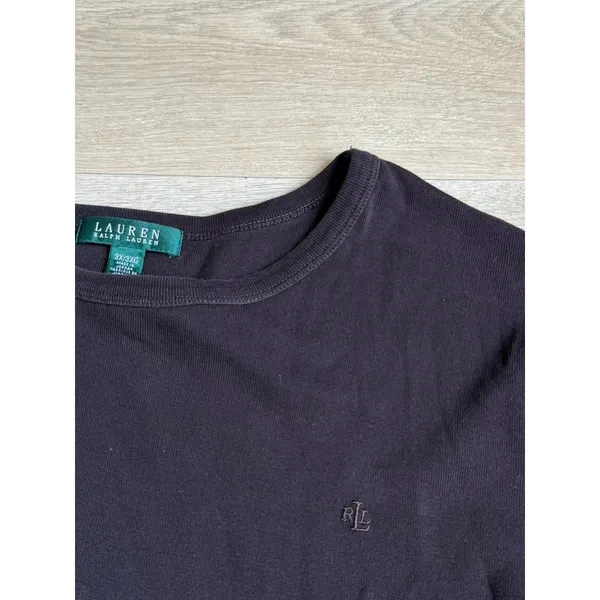 EUC Lauren Ralph Lauren brown 100% cotton 3/4 sleeve t-shirt MINIMALIST size 3X - Image 4