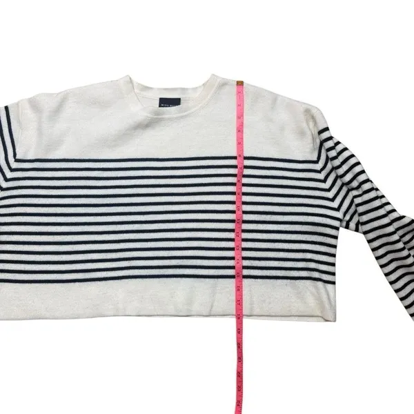 Miou Muse Oversized Striped Boxy Crop Sweater Black Cream Wool Blend Small - Image 4