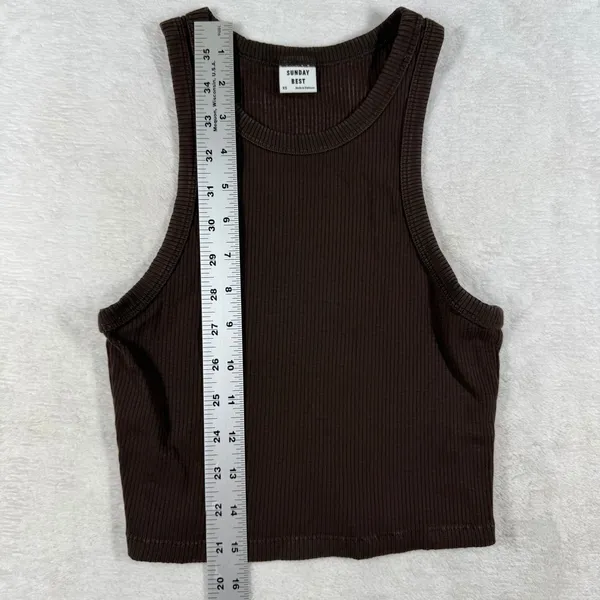 Sunday Best Aritzia Brown Honor Ribbed Racerback Crop Tank Top XS 88034 - Image 5
