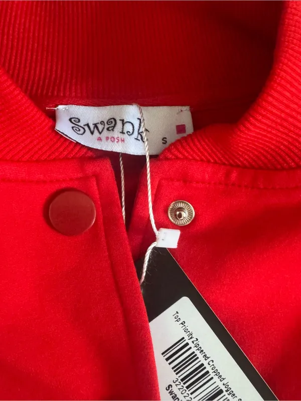 SWANK Red Cropped Jacket & Jogger Sweatpants Set - Image 12