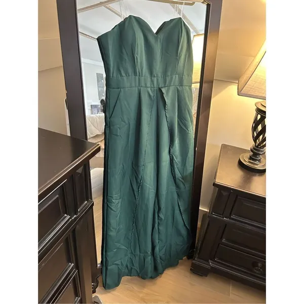 NEW Strapless Sleeveless High Split Wide Leg Jumpsuit L - Image 3