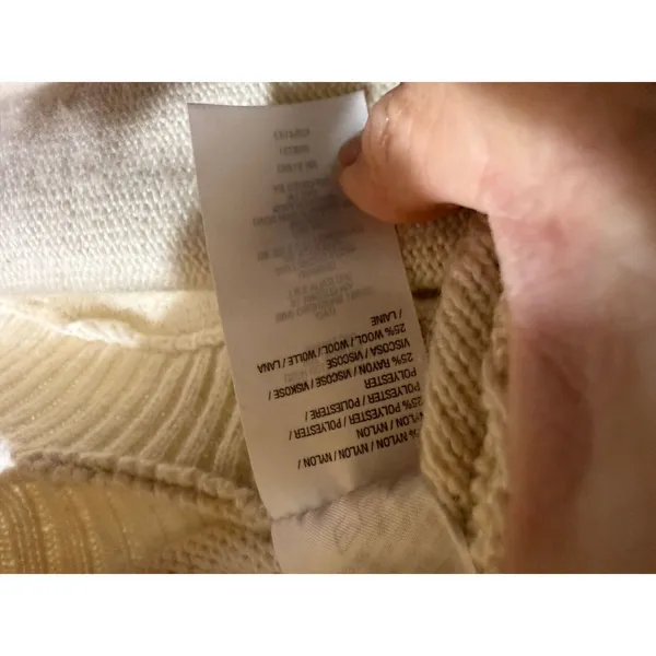 C. Wonder Sweater Cream M Womens Cable Knit Wool Blend Pullover - Image 8