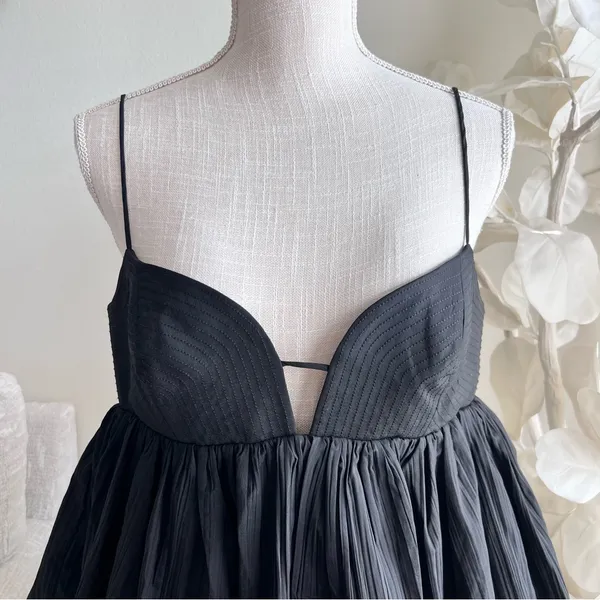 Acler Palermo Black Bubble Hem Spaghetti Straps Mini Dress - Image 3