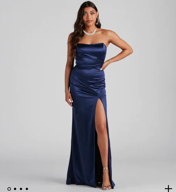 Windsor Navy Blue Strapless Dress - Image 4