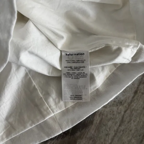 REFORMATION Ayda Linen Top White and Black Strapless Size 6 - Image 8