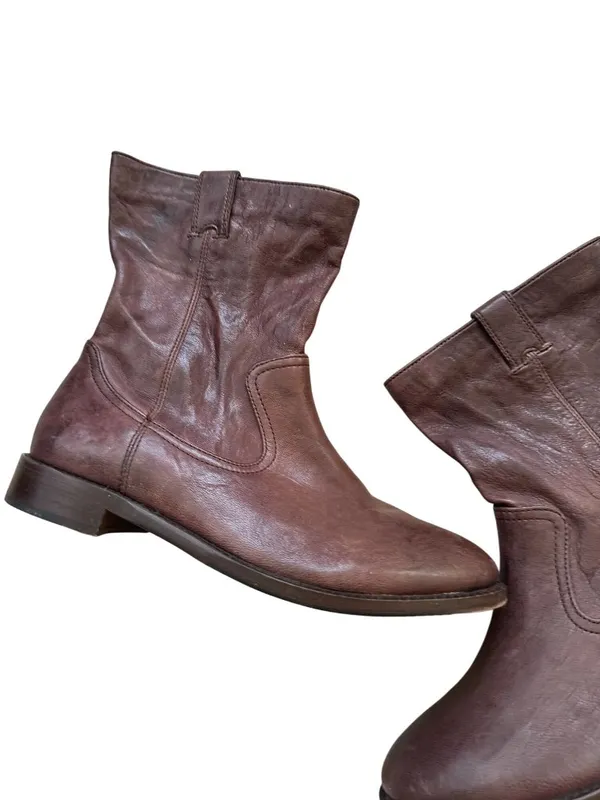 JOHNSTON & MURPHY Brown Leather Flat Ankle Boots Size 7 - Image 3