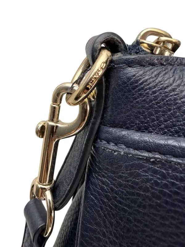 COACH Morgan Luxury Navy Pebbled Leather Satchel Shoulder Bag #F35185 - Image 3