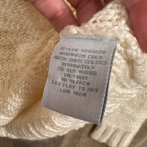 Suzy Shier Ivory Wool Knit Cowl Neck Chunky Midweight‎ Sweater Medium - Image 6