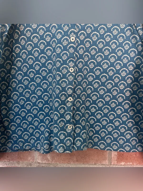 Boden Cardigan Button Up Shirt Knit Women’s 6 Blue Pattern Cotton Lightweight - Image 3