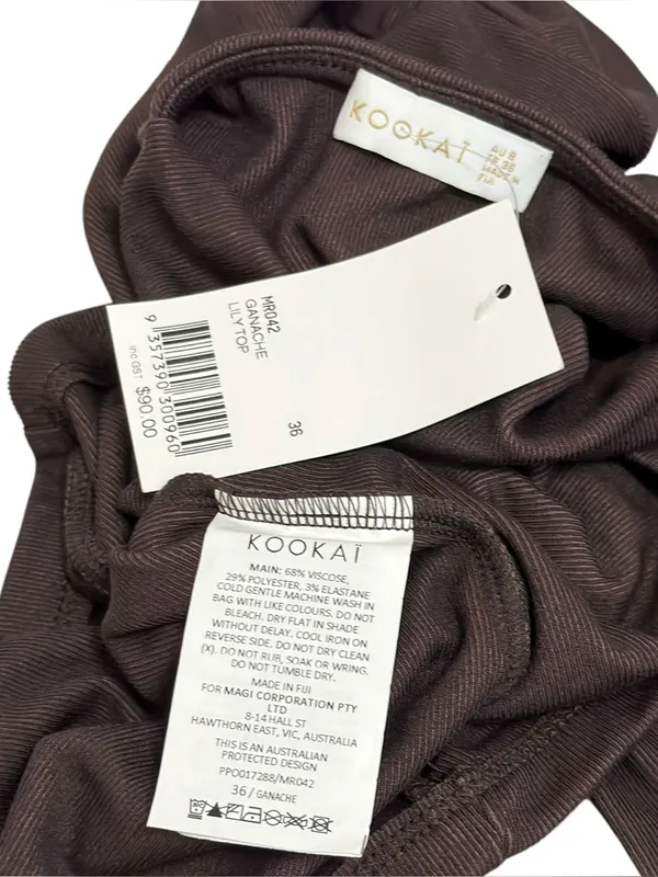 Kookai Lily Long Sleeve Ribbed Knit Mock Turtleneck Top, Ganache, FR36/US4 - Image 8