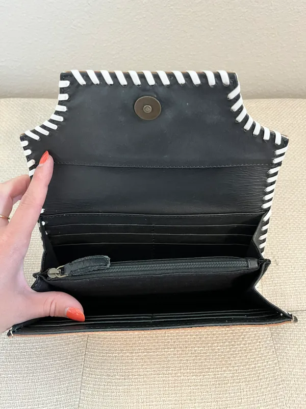 Leather Tooled Wallet Brown - Image 4