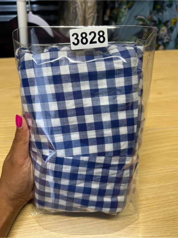Express Blue and White Gingham One-Piece Romper - Image 15