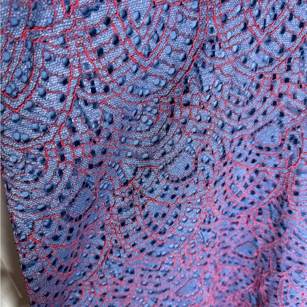 BANANA REPUBLIC Purple Red Eyelet Lace Assymetrical Hem Midi‎ Dress Size 0 - Image 9