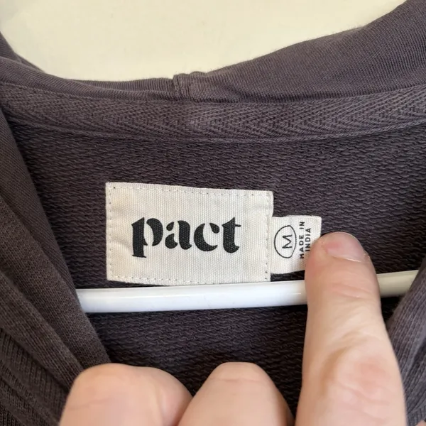 Pact Gray Pullover Hoodie Unisex‎ Size Medium, Organic Cotton - Image 2