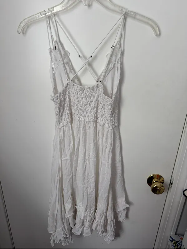 Free people Lace-Detail White Sundress with Crisscross Straps - Image 2