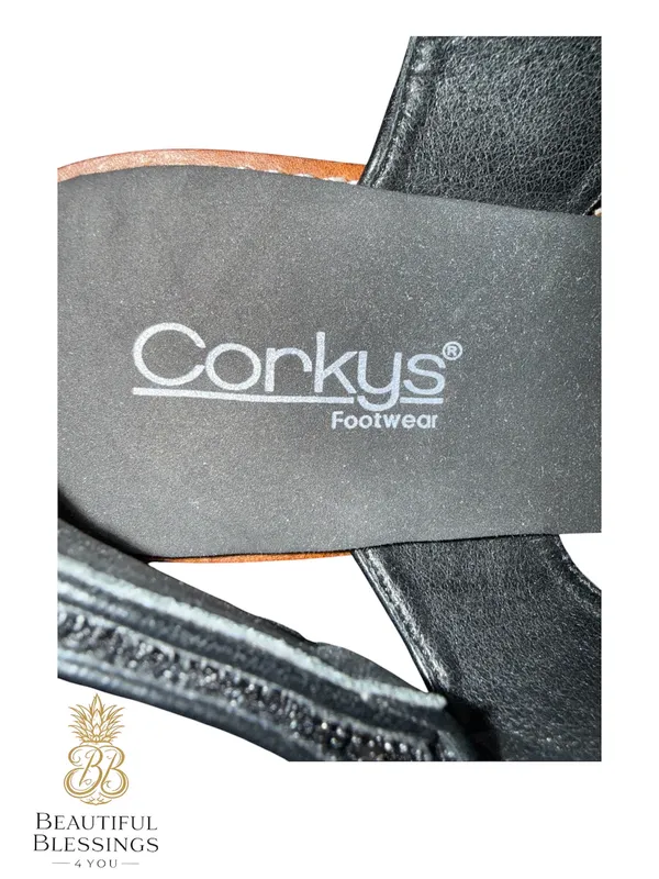 NWT Corkys “Freddie” Wedge Sandals Black Size 8 Platform Espadrille Slingback - Image 5