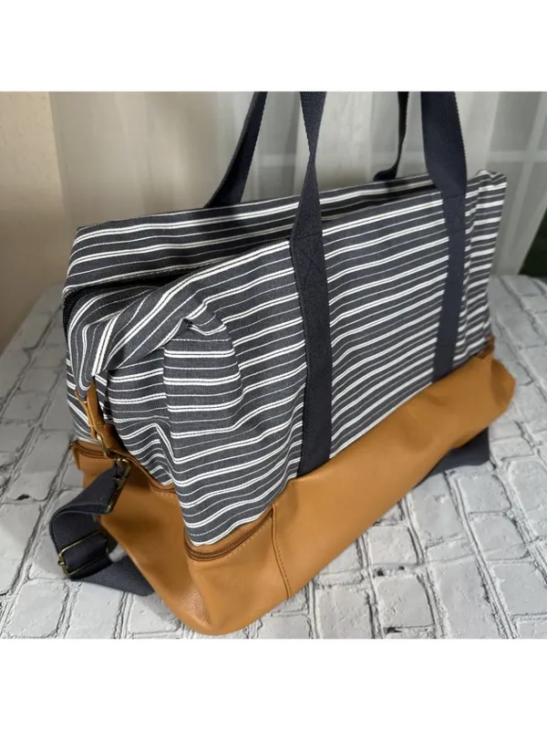 DSW Blue Cognac Weekender Duffel Travel Tote Bag Convertible Shoulder Carry - Image 16