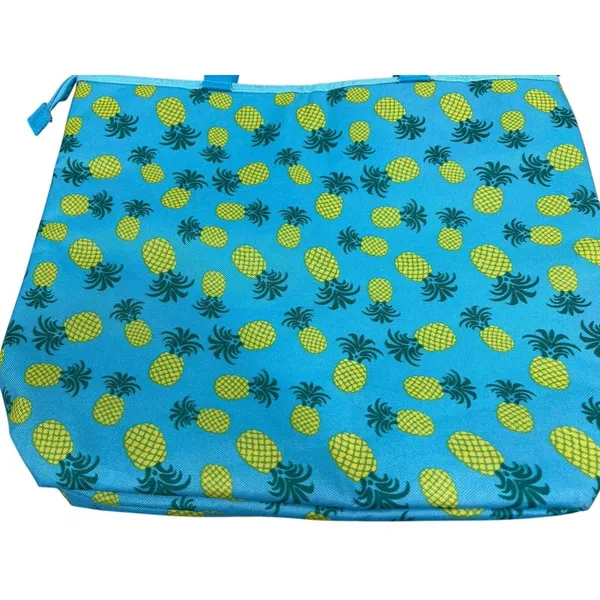 Tropical Blue Pineapple Print Lunch Tote Bag Beach Pool Travel Insulated Bag - Image 2