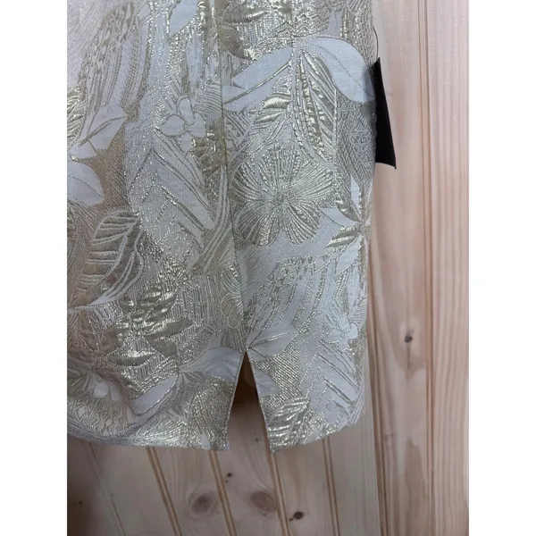 NWT Lulus Shine for Us Cream Metallic Tropical Jacquard Mini Dress Glam Party L - Image 4