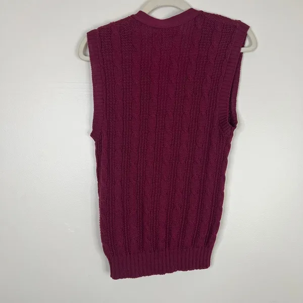 Vintage‎ Pendleton 100% Pure Wool Button Front Maroon Sweater Vest Size Medium - Image 7