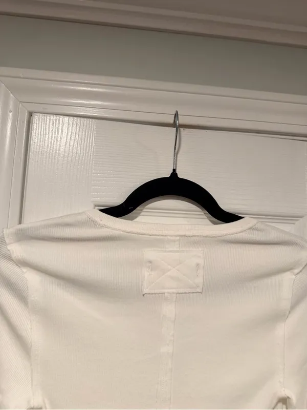 NWOT We The Free Size XS White Ribbed V-Neck Long Sleeve Stretch Top Free People - Image 8