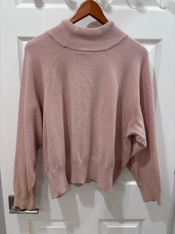 Varley Maceo Pique Mock Neck Pullover Sweatshirt in Blush Pink Size Small‎ - Image 9