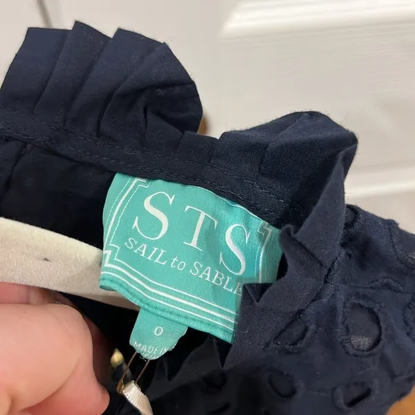 Sail‎ to Sable Eyelet Ruffle Dress Navy Blue Womens Size 0 - Image 5