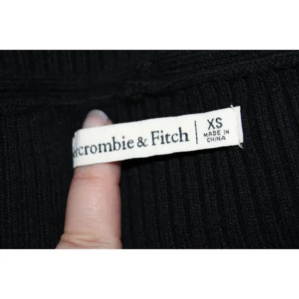 Womens Abercrombie & Fitch Black Ribbed Knit V-Neck Long Sleeve Bodysuit Size XS - Image 4
