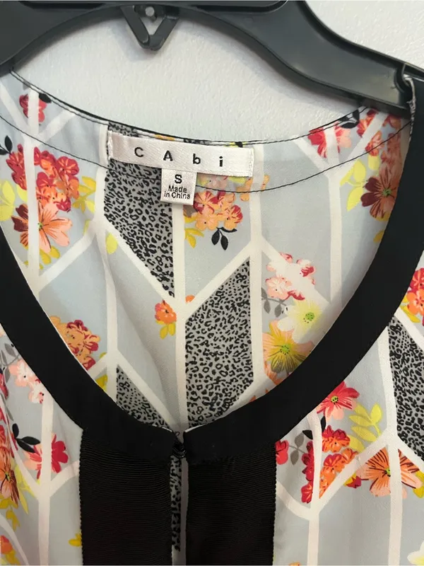 CAbi Floral Chevron Print Sleeveless‎ Tank - White, Black, Yellow, Pink - Image 5
