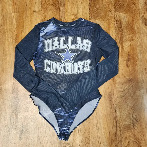 NFL Dallas Cowboys Sheer Mesh Long Sleeve Bodysuit, Size L. - Image 11