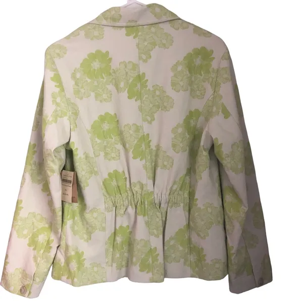 NWT Coldwater Creek Lime Floral Jacquard Blazer Jacket U21 - Image 2