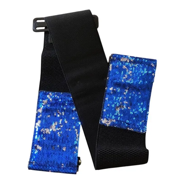 Y2K Blue Sequin Stretch Belt Rhinestone Buckle Glam Party Festival - Image 15