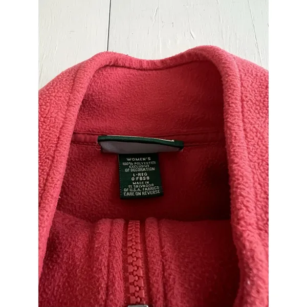 LL‎ Bean Polartec Fleece Quarter Zip Pullover Pink Womens Large - Image 3